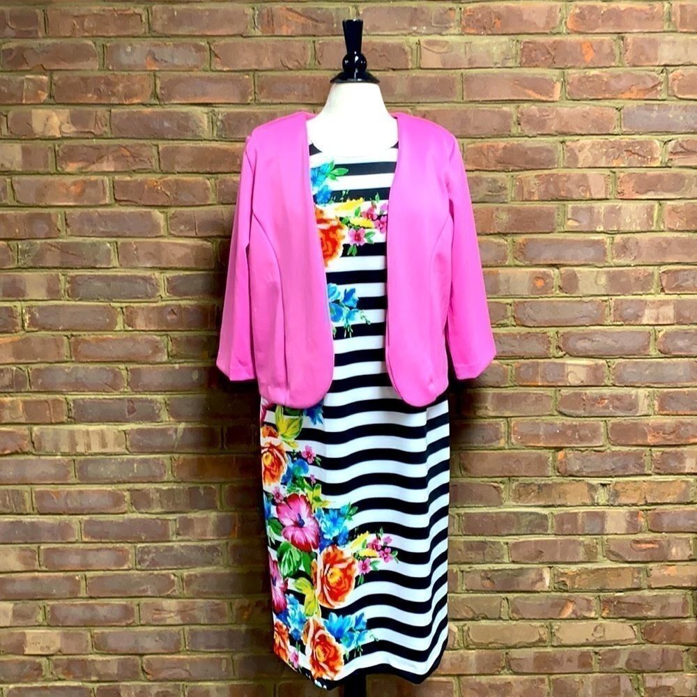 Anthony Richards Floral Dress w/Pink Jacket Size 14 - Picture 2 of 10